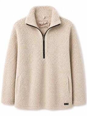 Woolrich Men’s Cream Sherpa Quarter-Zip Jacket
